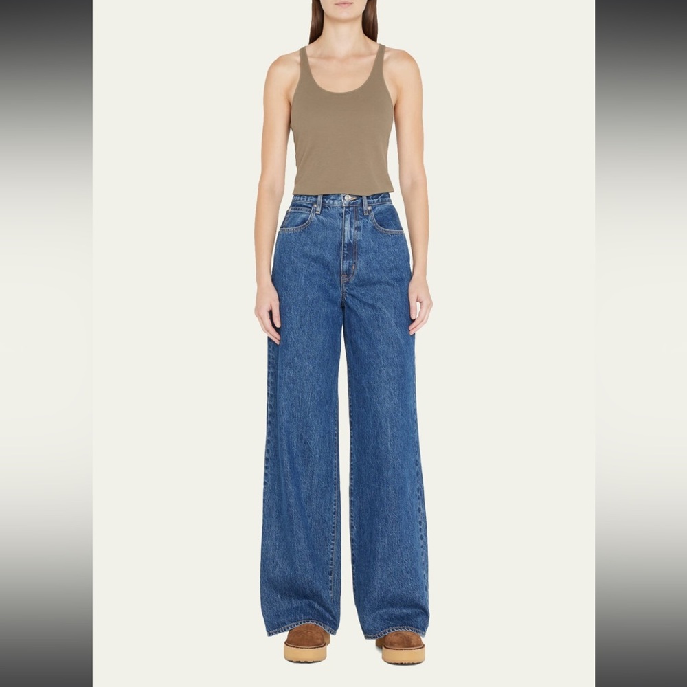 SLVRLAKE EVA High Rise Wide Leg Denim Jeans in Forbidden Size 24